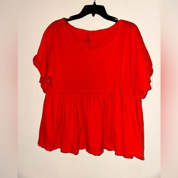 We the free women’s orange short sleeve peplum babydoll top S summer spring - Picture 1 of 6